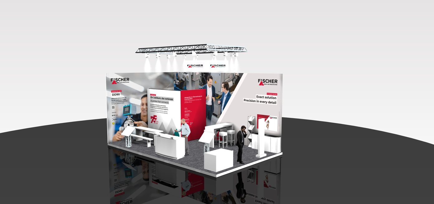 Mockup des Messestands für fischer Messtechnik