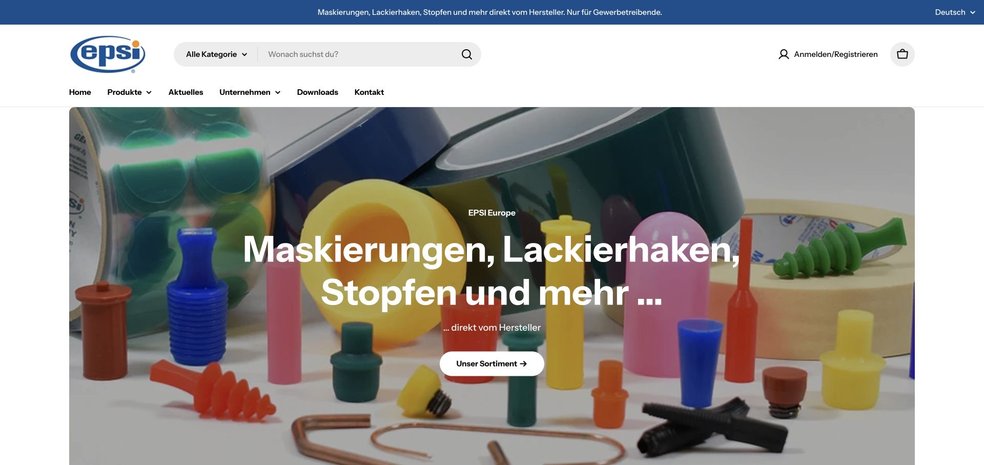 Startseite des EPSI Europe B2B-Onlineshops mit Shopify