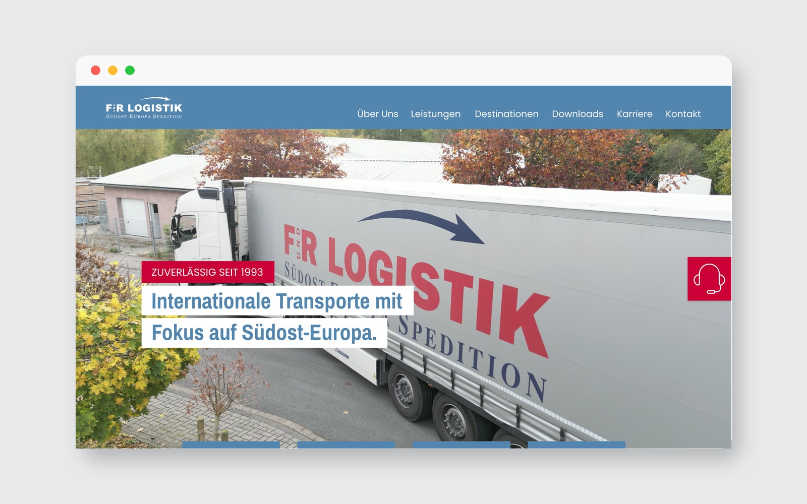 Website von F&R Logistik auf einem Laptop