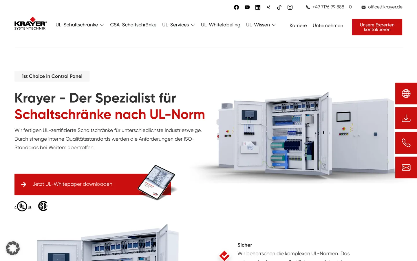 Startseite der von weitkamp mit WordPress und Elementor neu aufgebauten Krayer-Website