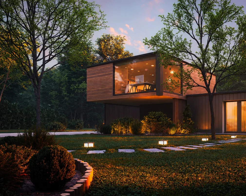 Modernes Haus im Grünen – Motiv aus Kronospan NatureBond