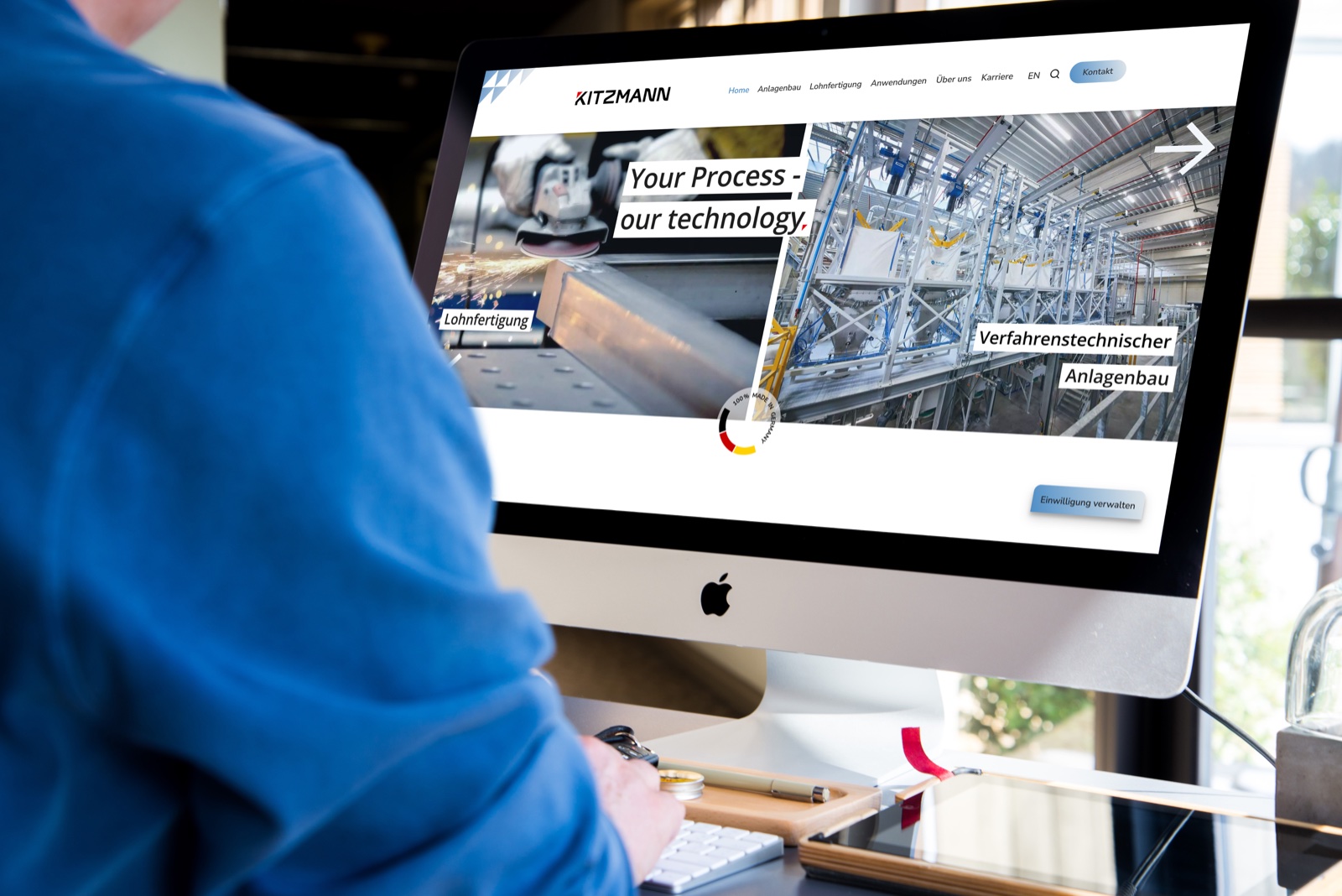 Kitzmann: Website für verfahrenstechnischen Anlagenbau im Computer-Mockup