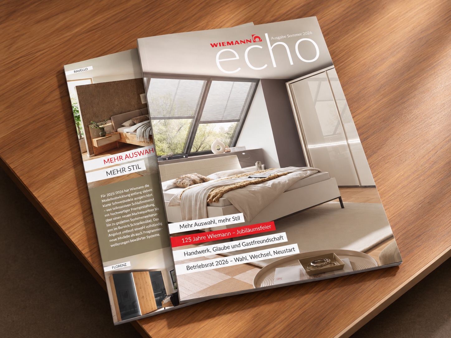 Wiemann Mitarbeitermagazin echo, Sommer 2026, als Print-Mockup
