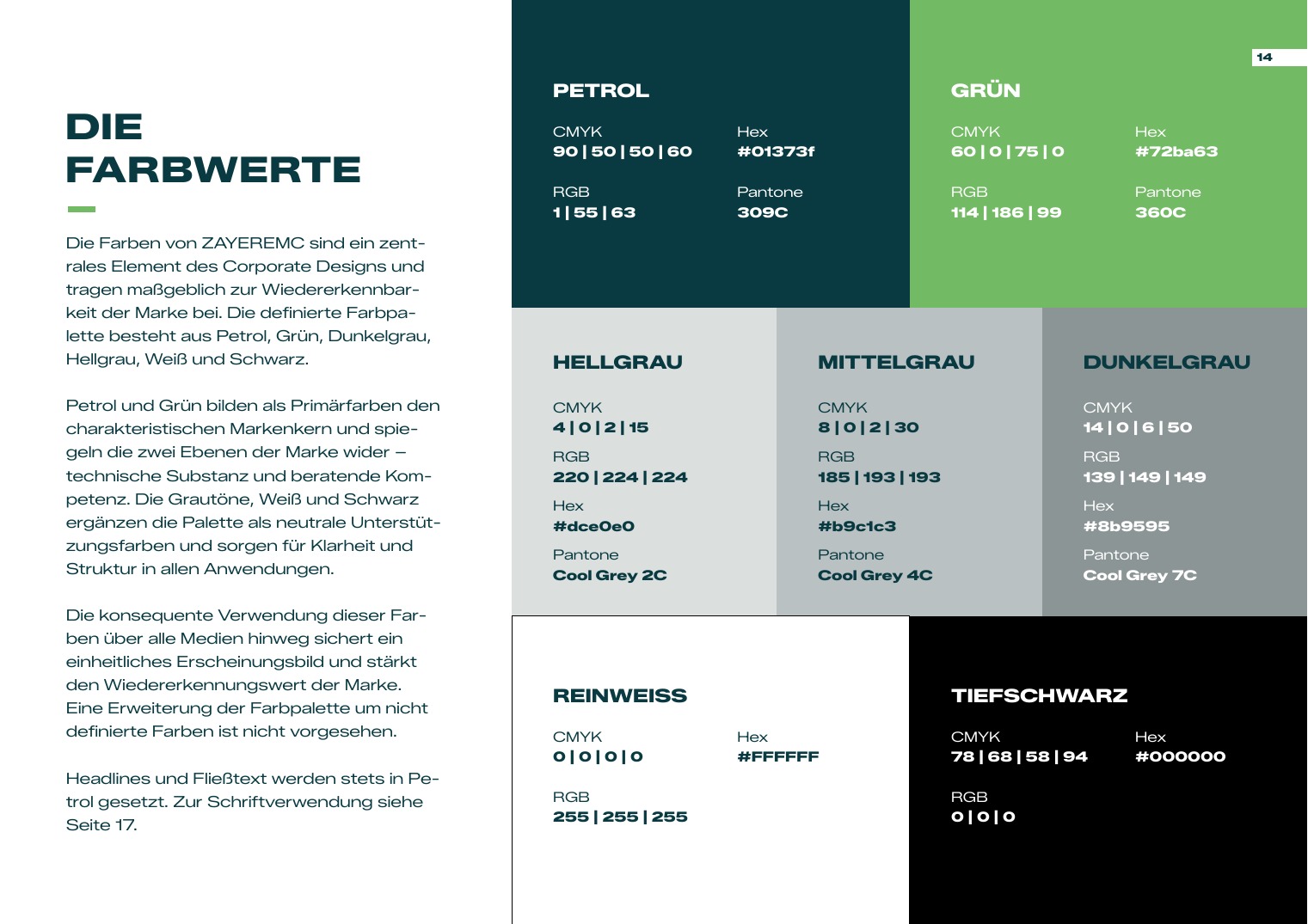 ZAYER EMC: Designsystem · Farbwelt